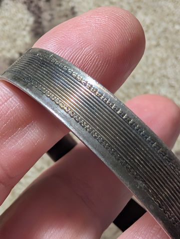 Vintage Sterling Silver Textured Grooved Line Bangle Bracelet 18.98g