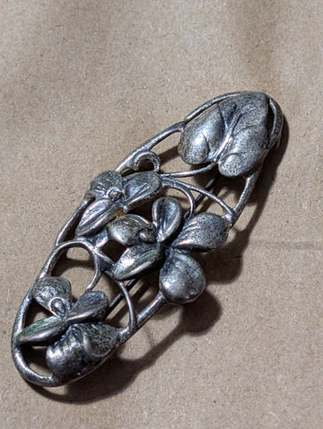 Vintage Danecraft Sterling Silver Floral Art Nouveau Brooch Pin 15g
