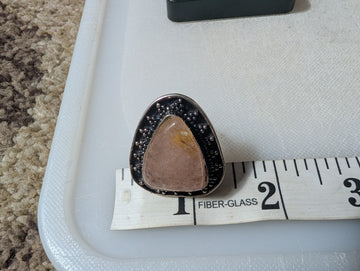 Vintage Sterling Silver 925 Triangular Quartz Statement Ring Size 9.75