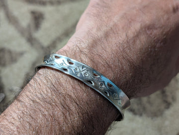 Vintage Taxco Mexican Sterling Silver Openwork Cutout Cuff Bracelet 925 22.9g